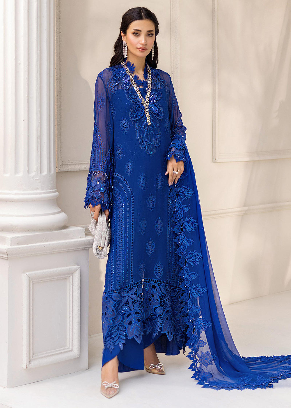 Buy Now Unstitched Chiffons '25 by Maria B | MPC-25-103 Online in USA, UK, Canada, France, Italy, Germany, Spain, Netherlands & Worldwide at Empress Clothing.