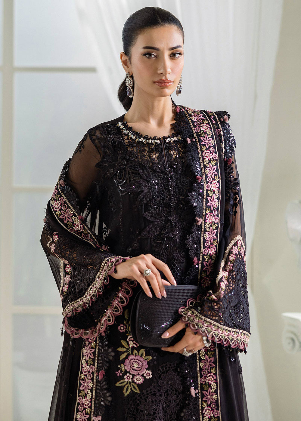 Buy Now Unstitched Chiffons '25 by Maria B | MPC-25-104 Online in USA, UK, Canada, France, Italy, Germany, Spain, Netherlands & Worldwide at Empress Clothing.