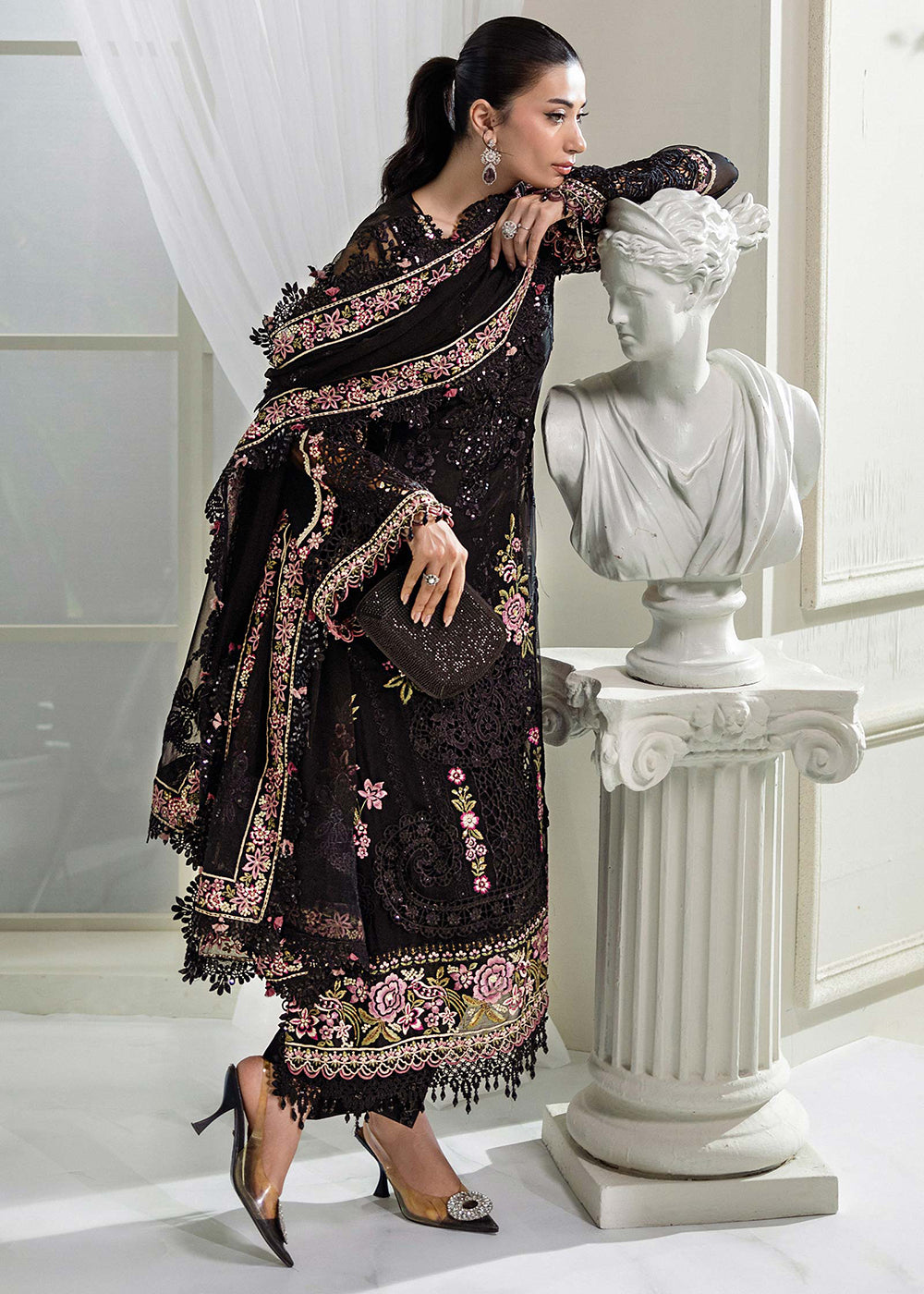 Buy Now Unstitched Chiffons '25 by Maria B | MPC-25-104 Online in USA, UK, Canada, France, Italy, Germany, Spain, Netherlands & Worldwide at Empress Clothing.