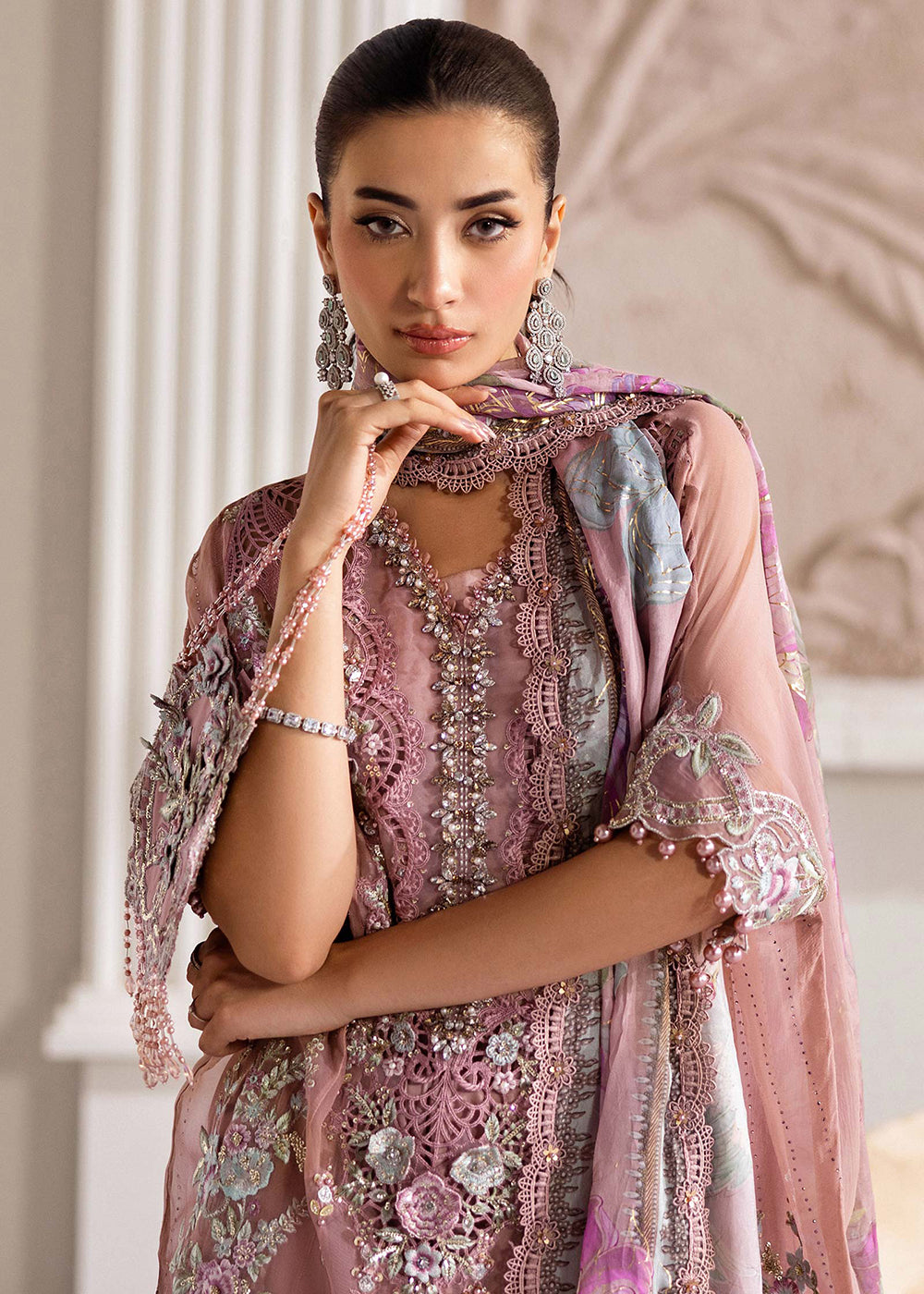 Buy Now Unstitched Chiffons '25 by Maria B | MPC-25-105 Online in USA, UK, Canada, France, Italy, Germany, Spain, Netherlands & Worldwide at Empress Clothing.