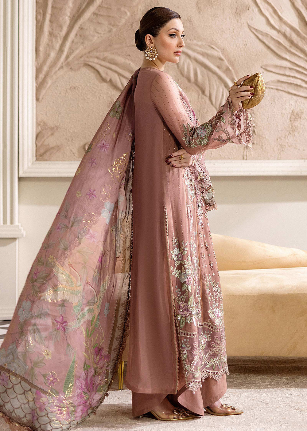 Buy Now Unstitched Chiffons '25 by Maria B | MPC-25-105 Online in USA, UK, Canada, France, Italy, Germany, Spain, Netherlands & Worldwide at Empress Clothing.