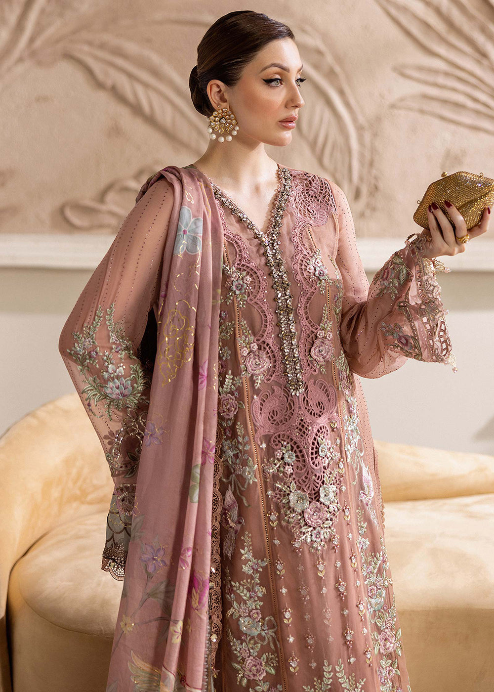 Buy Now Unstitched Chiffons '25 by Maria B | MPC-25-105 Online in USA, UK, Canada, France, Italy, Germany, Spain, Netherlands & Worldwide at Empress Clothing.