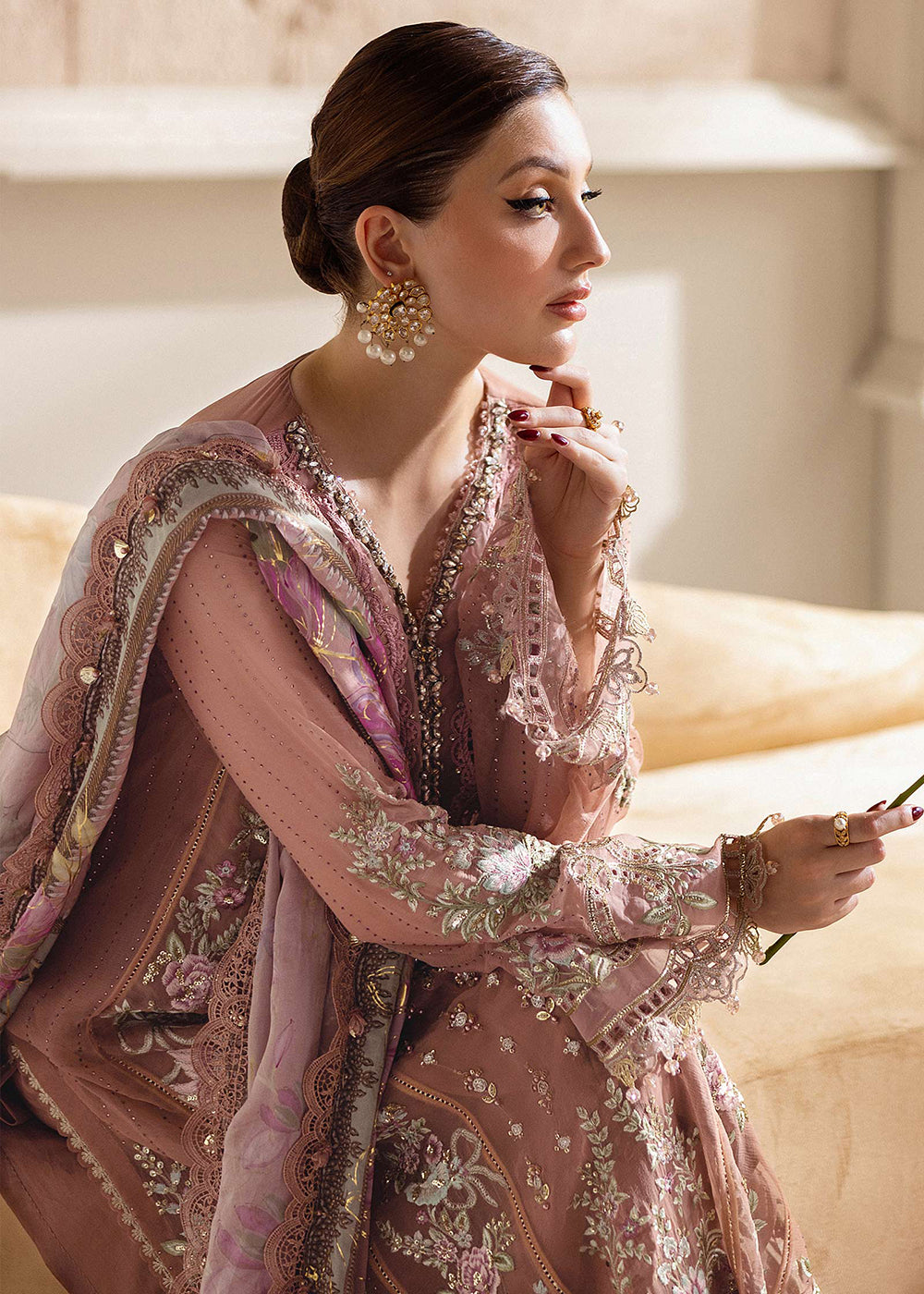 Buy Now Unstitched Chiffons '25 by Maria B | MPC-25-105 Online in USA, UK, Canada, France, Italy, Germany, Spain, Netherlands & Worldwide at Empress Clothing.