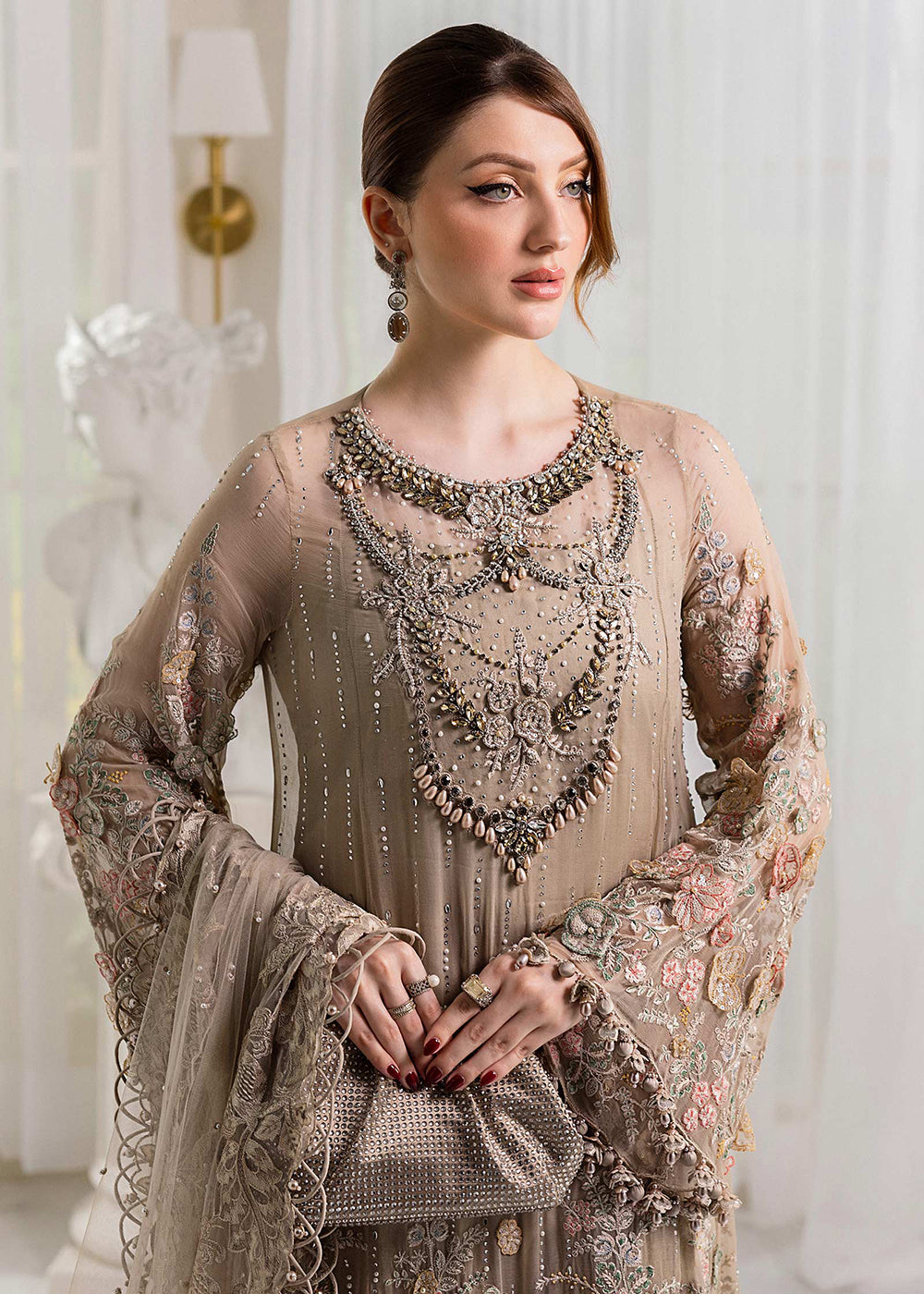 Buy Now Unstitched Chiffons '25 by Maria B | MPC-25-107 Online in USA, UK, Canada, France, Italy, Germany, Spain, Netherlands & Worldwide at Empress Clothing.