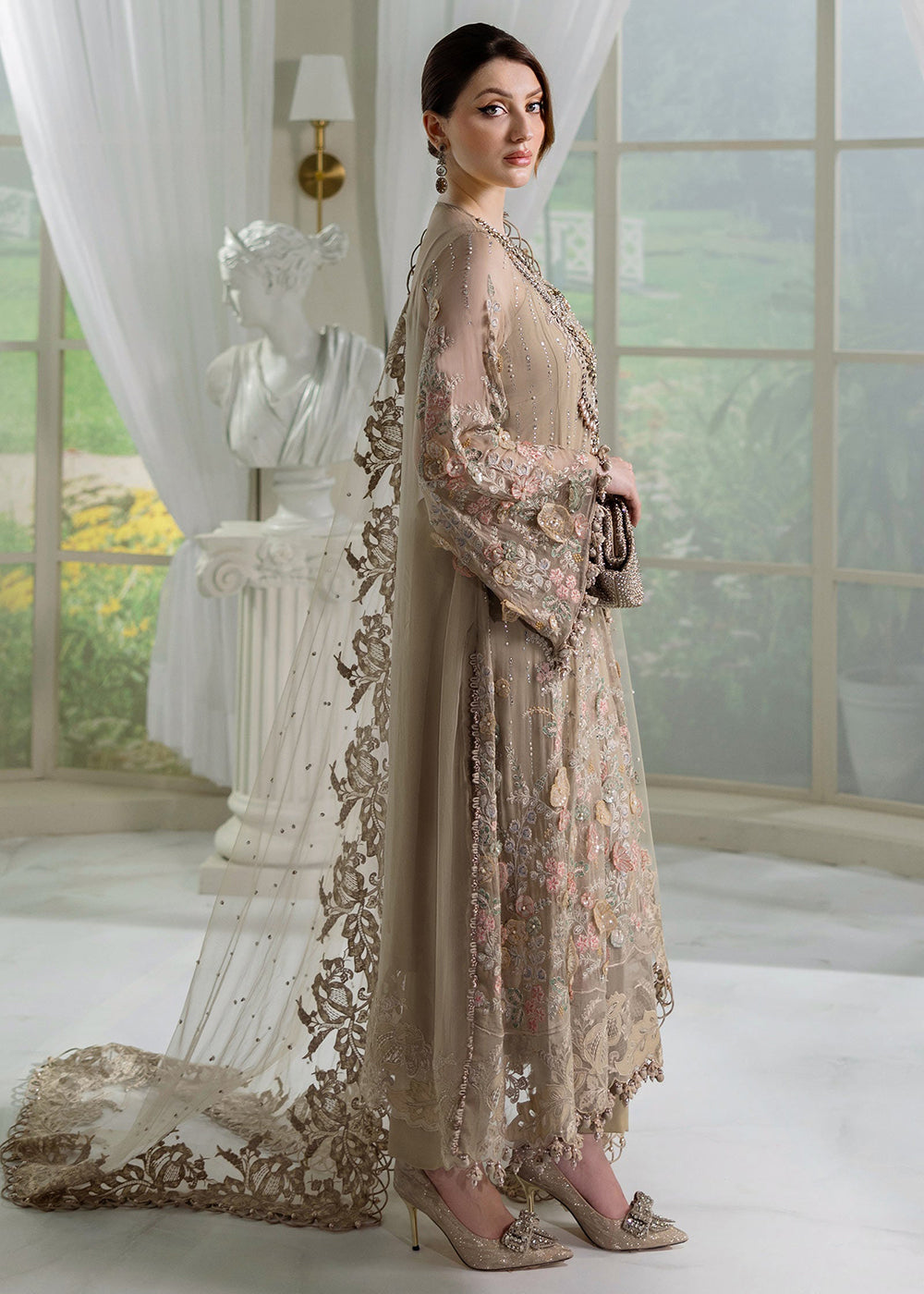 Buy Now Unstitched Chiffons '25 by Maria B | MPC-25-107 Online in USA, UK, Canada, France, Italy, Germany, Spain, Netherlands & Worldwide at Empress Clothing.