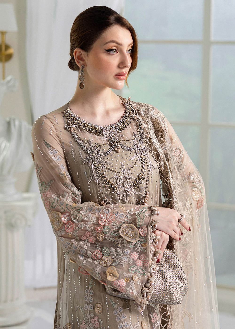 Buy Now Unstitched Chiffons '25 by Maria B | MPC-25-107 Online in USA, UK, Canada, France, Italy, Germany, Spain, Netherlands & Worldwide at Empress Clothing.