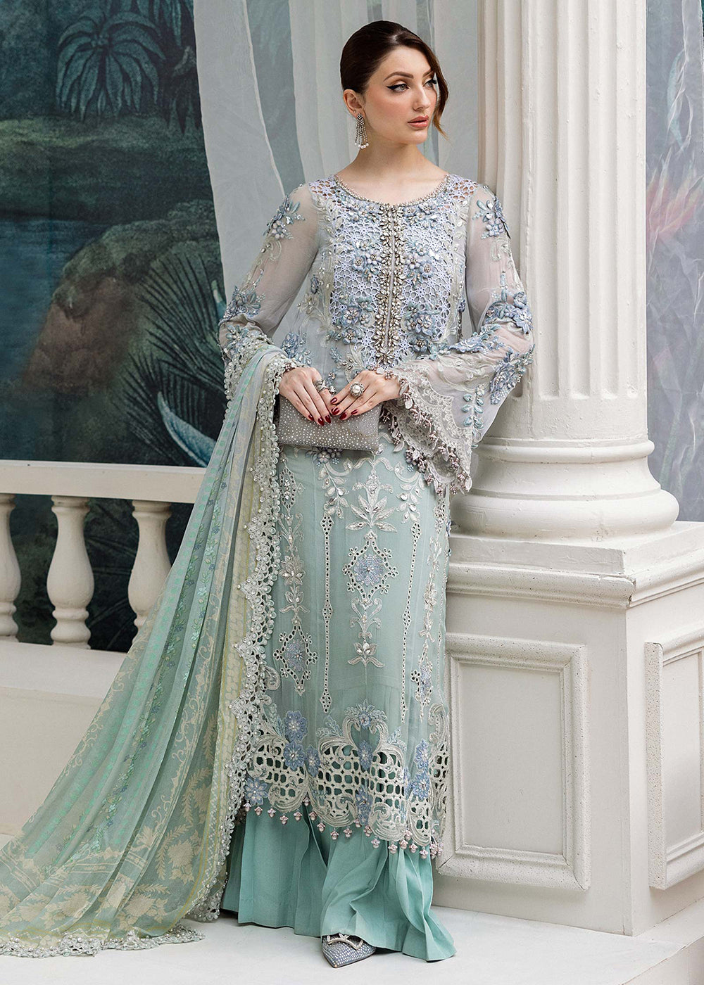 Buy Now Unstitched Chiffons '25 by Maria B | MPC-25-108 Online in USA, UK, Canada, France, Italy, Germany, Spain, Netherlands & Worldwide at Empress Clothing.