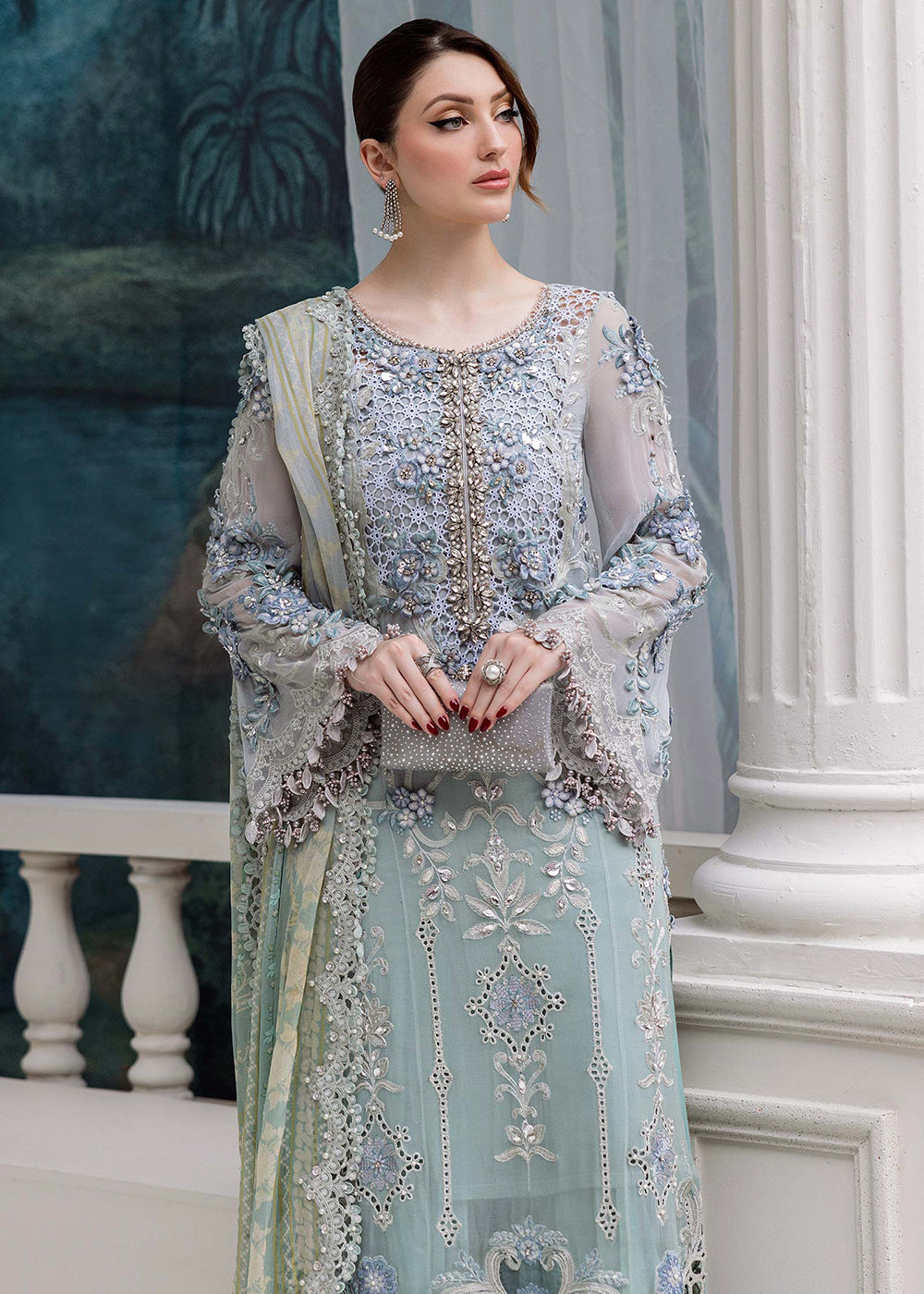 Buy Now Unstitched Chiffons '25 by Maria B | MPC-25-108 Online in USA, UK, Canada, France, Italy, Germany, Spain, Netherlands & Worldwide at Empress Clothing.