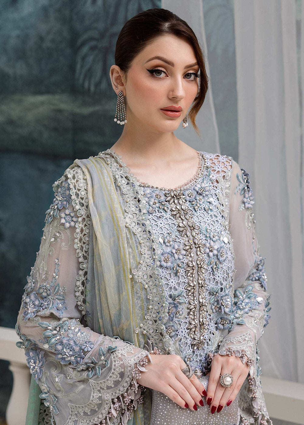 Buy Now Unstitched Chiffons '25 by Maria B | MPC-25-108 Online in USA, UK, Canada, France, Italy, Germany, Spain, Netherlands & Worldwide at Empress Clothing.