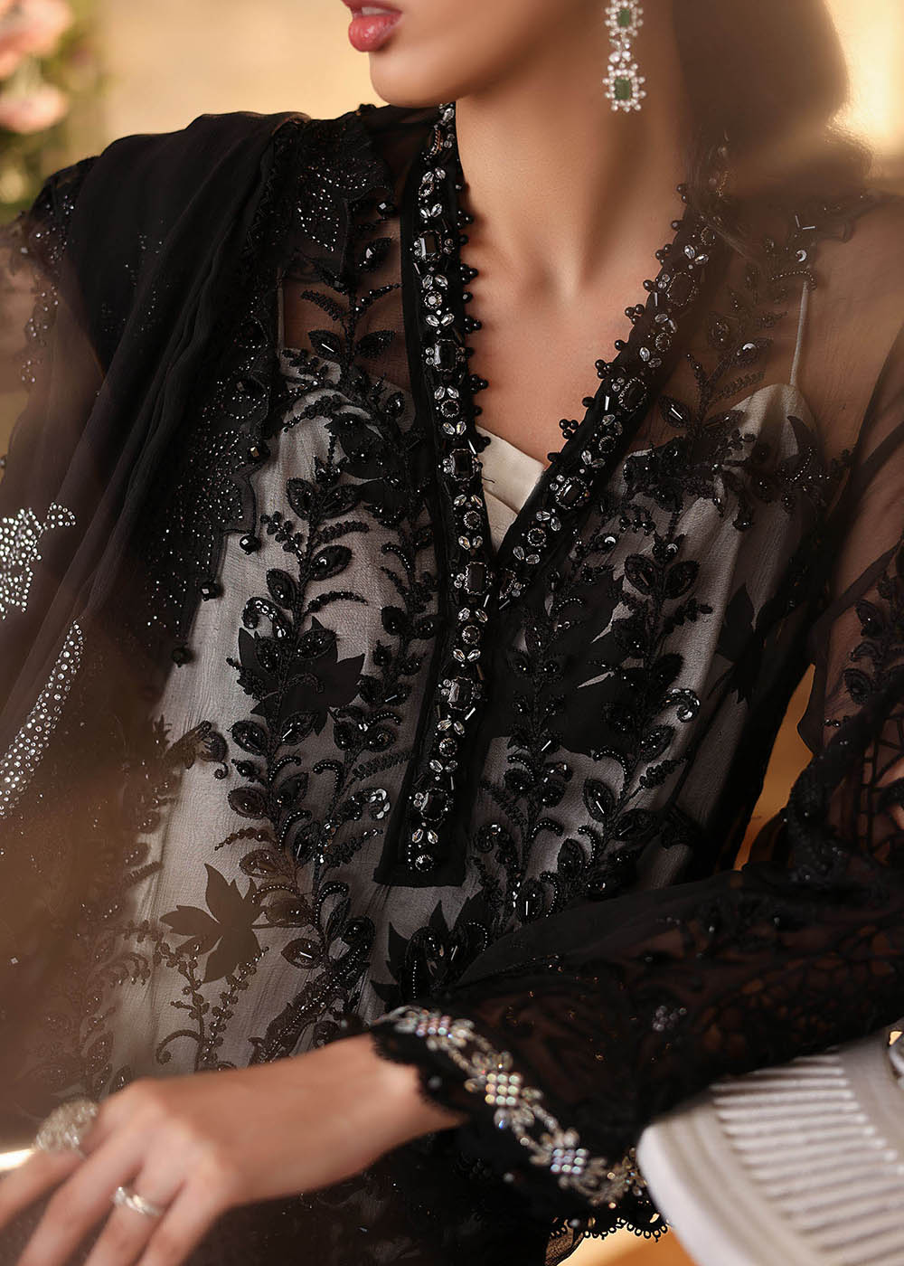 Buy Now Tea Affair Chiffon Formals '26 by Maria B | MPC-26-101 Online in US, UK, Canada, France, Greece, Germany, Ireland, Sweden, UAE & Worldwide at Empress.