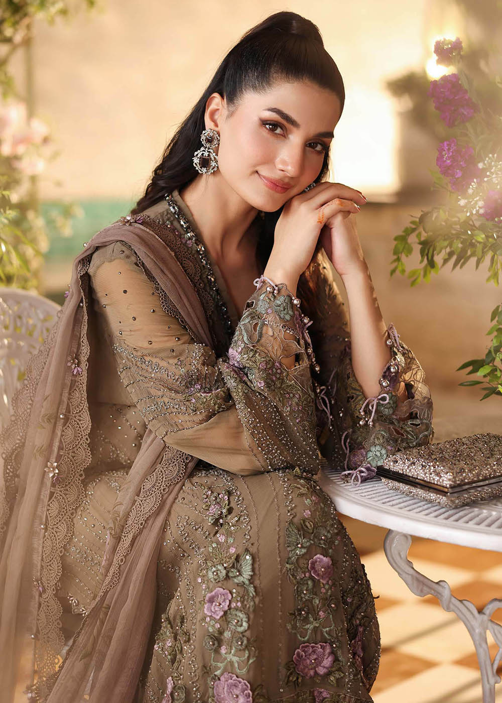 Buy Now Tea Affair Chiffon Formals '26 by Maria B | MPC-26-102 Online in US, UK, Canada, France, Greece, Germany, Ireland, Sweden, UAE & Worldwide at Empress.