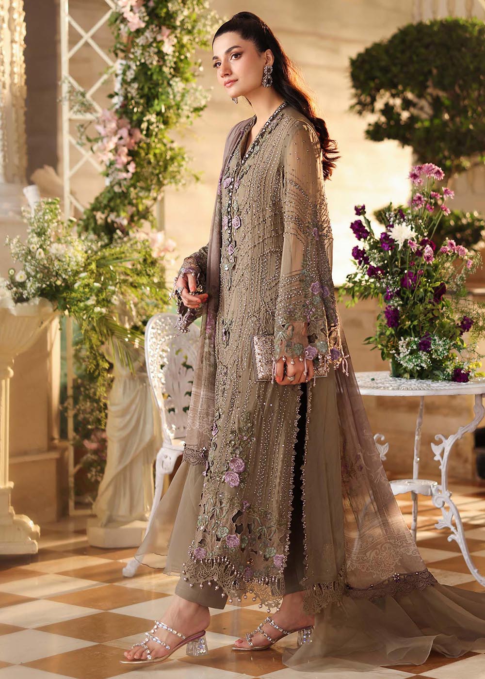 Buy Now Tea Affair Chiffon Formals '26 by Maria B | MPC-26-102 Online in US, UK, Canada, France, Greece, Germany, Ireland, Sweden, UAE & Worldwide at Empress.