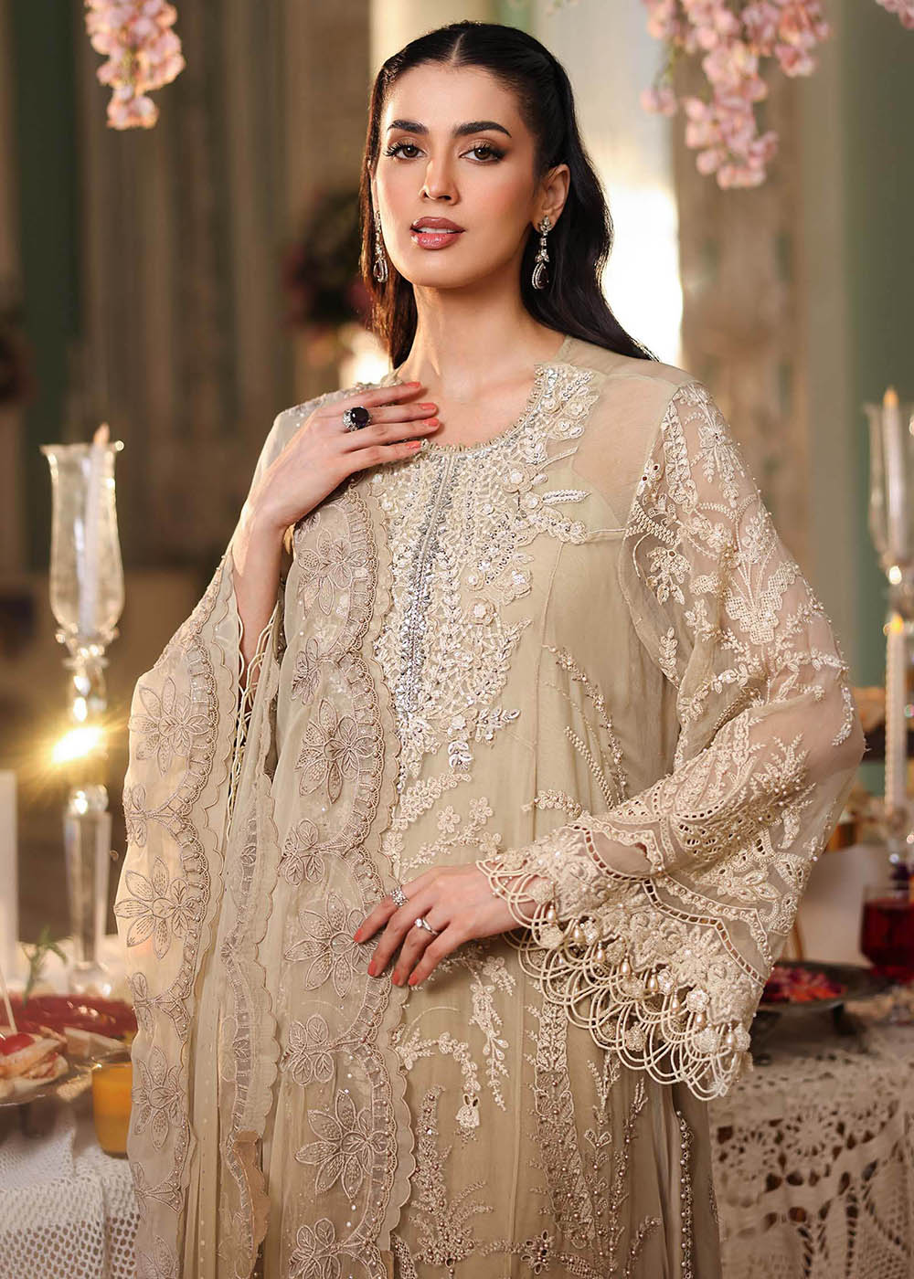 Buy Now Tea Affair Chiffon Formals '26 by Maria B | MPC-26-103 Online in US, UK, Canada, France, Greece, Germany, Ireland, Sweden, UAE & Worldwide at Empress.