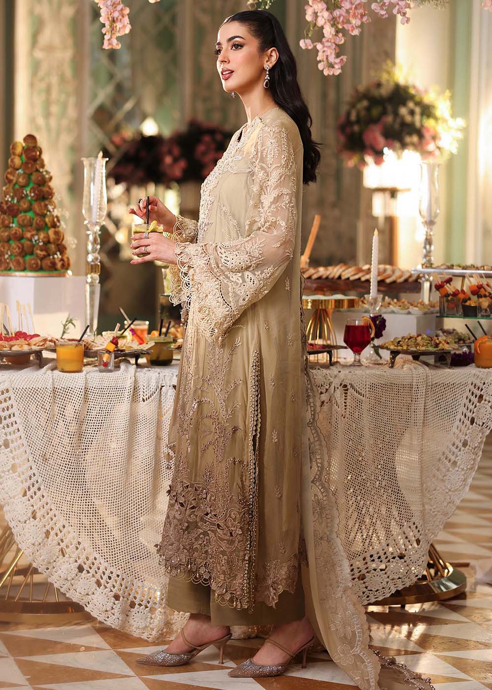 Buy Now Tea Affair Chiffon Formals '26 by Maria B | MPC-26-103 Online in US, UK, Canada, France, Greece, Germany, Ireland, Sweden, UAE & Worldwide at Empress.