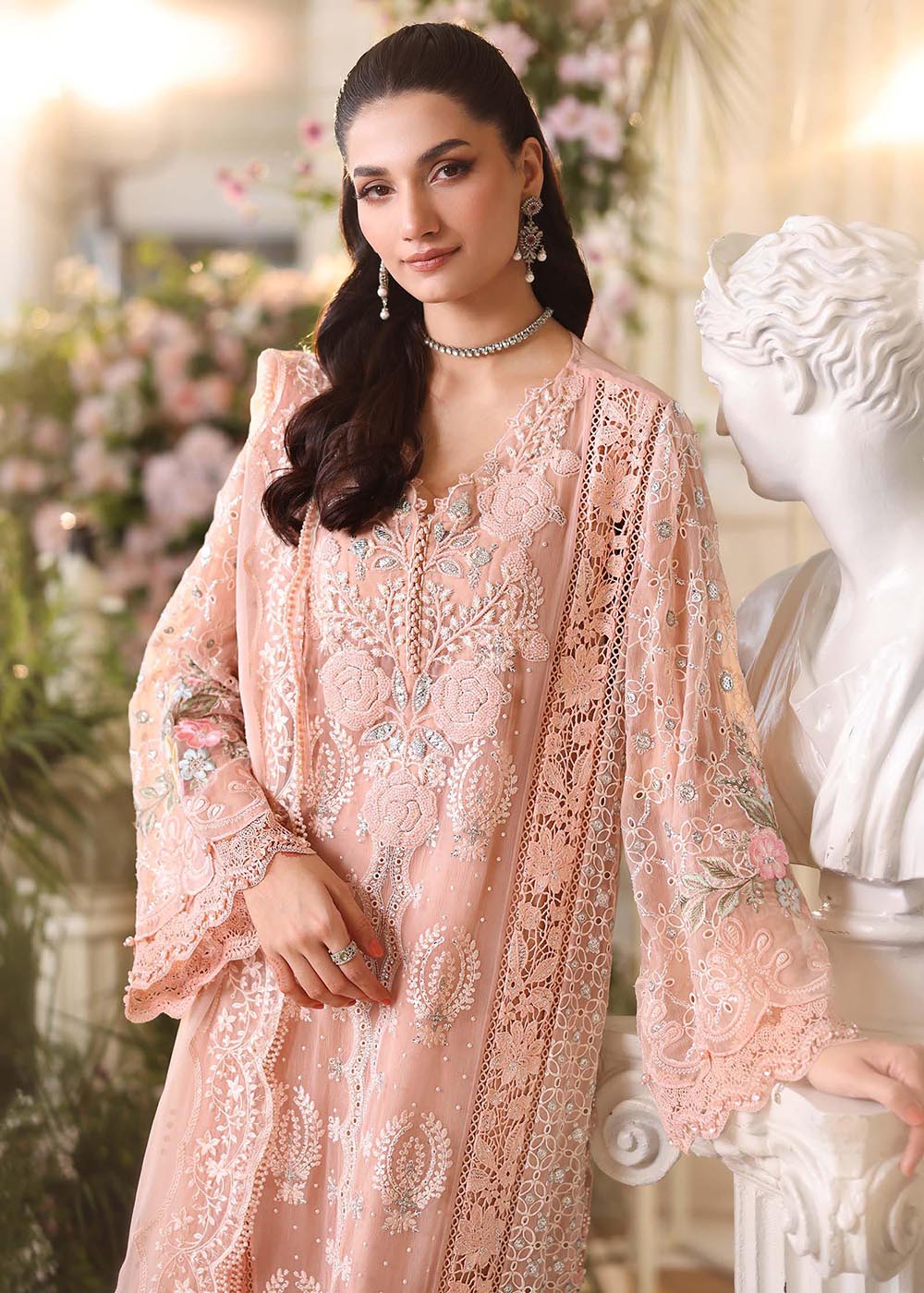 Buy Now Tea Affair Chiffon Formals '26 by Maria B | MPC-26-104 Online in US, UK, Canada, France, Greece, Germany, Ireland, Sweden, UAE & Worldwide at Empress.