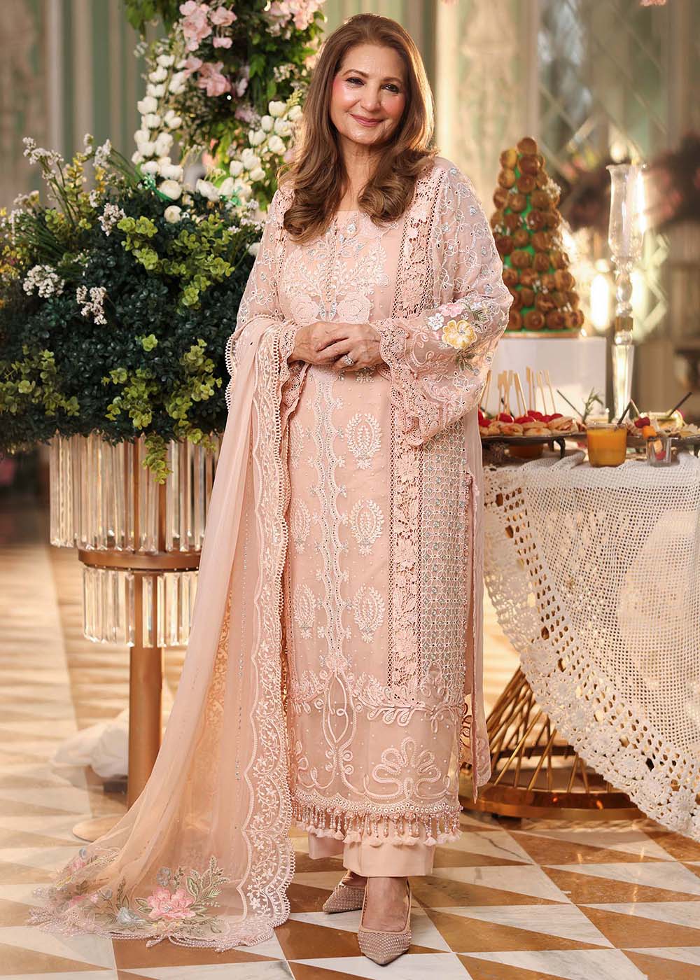 Buy Now Tea Affair Chiffon Formals '26 by Maria B | MPC-26-104 Online in US, UK, Canada, France, Greece, Germany, Ireland, Sweden, UAE & Worldwide at Empress.