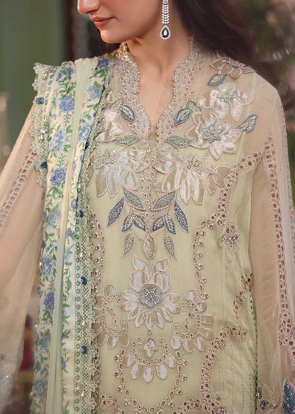 Buy Now Tea Affair Chiffon Formals '26 by Maria B | MPC-26-105 Online in US, UK, Canada, France, Greece, Germany, Ireland, Sweden, UAE & Worldwide at Empress.