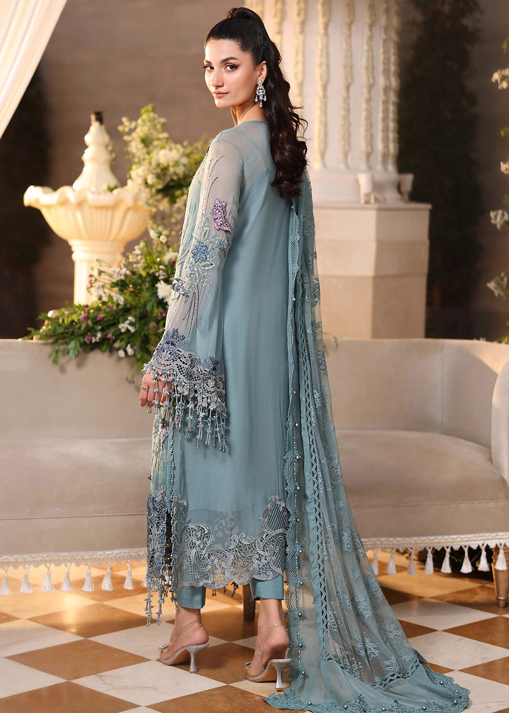 Buy Now Tea Affair Chiffon Formals '26 by Maria B | MPC-26-106 Online in US, UK, Canada, France, Greece, Germany, Ireland, Sweden, UAE & Worldwide at Empress.