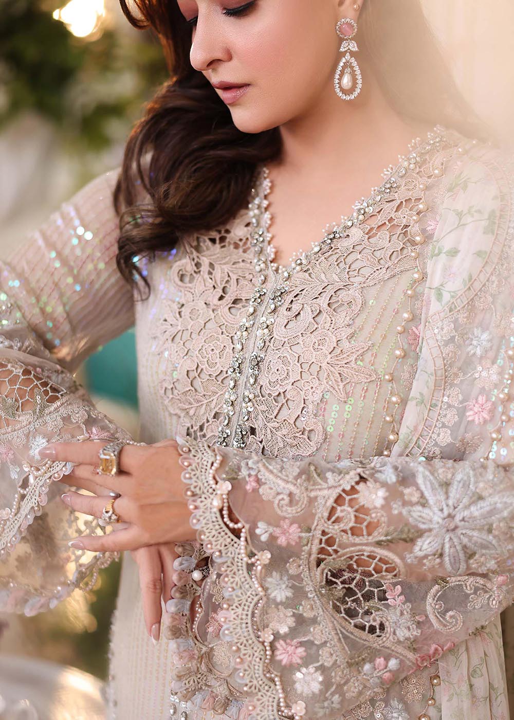 Buy Now Tea Affair Chiffon Formals '26 by Maria B | MPC-26-107 Online in US, UK, Canada, France, Greece, Germany, Ireland, Sweden, UAE & Worldwide at Empress.