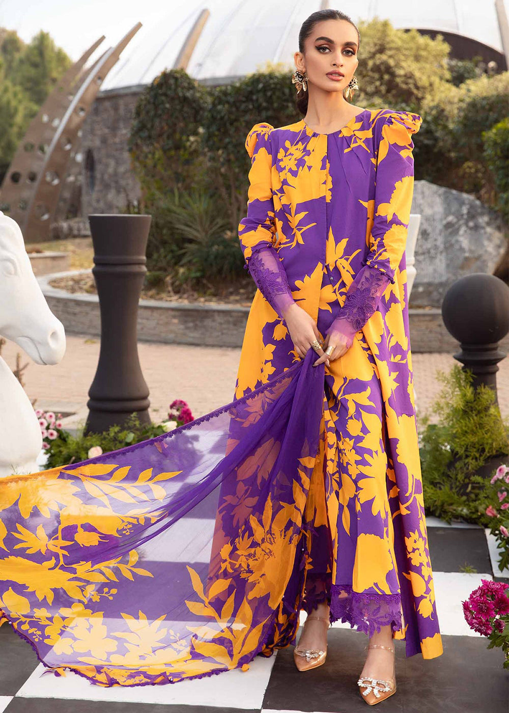 haldi yellow and purple combination dress Outfit: