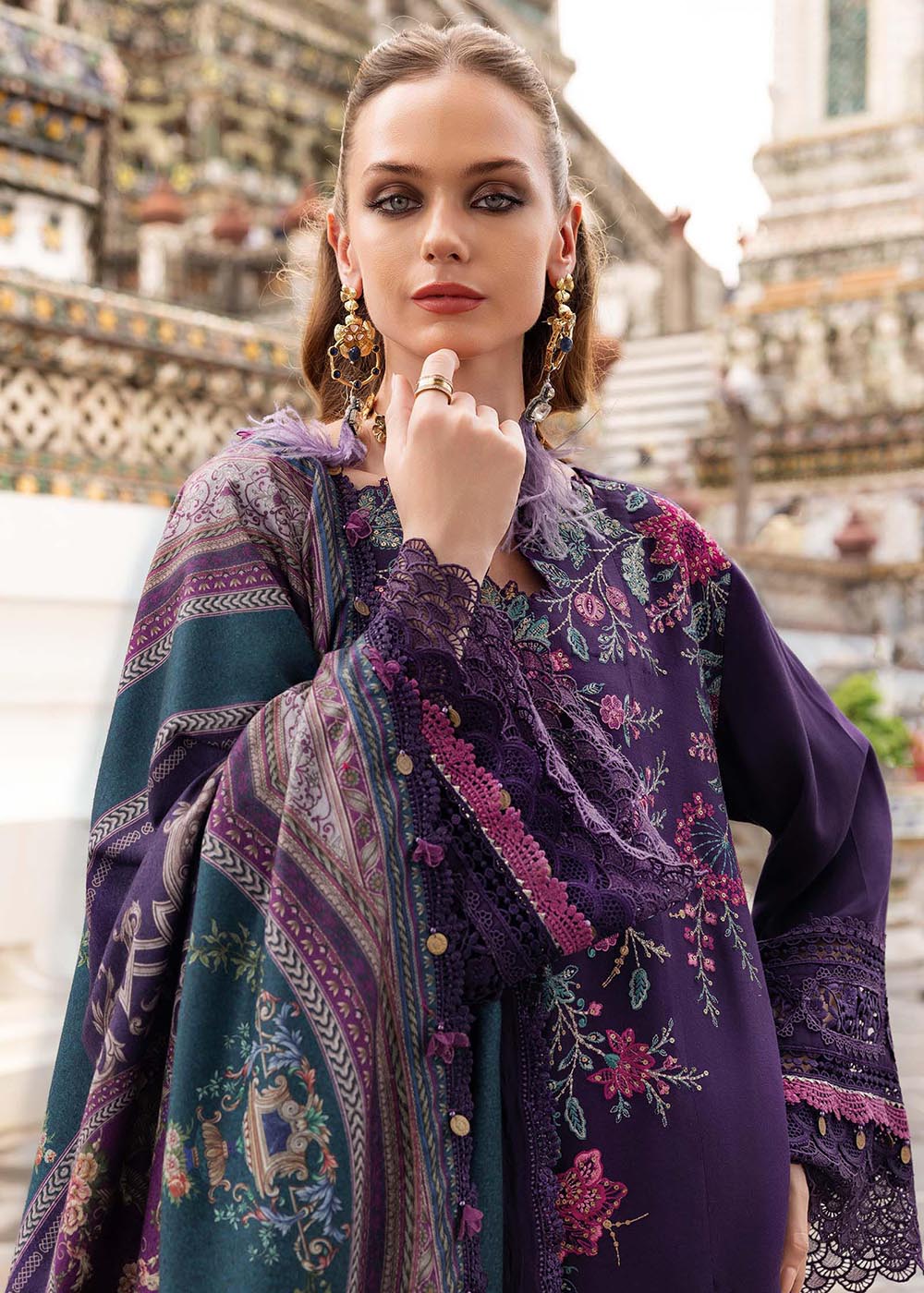 Buy Now M Prints Winter Collection '25 by Maria B | MPT-2805-B Online in USA, UK, Canada, France, Italy, Germany, Greece, Sweden, UAE & Worldwide at Empress.