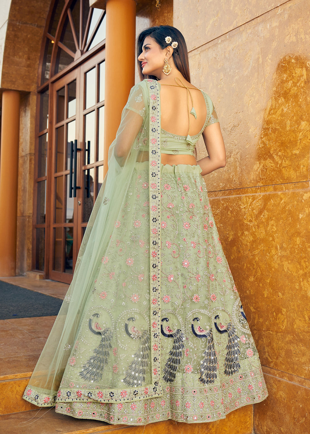 Buy Now Glamourous Mint Green Fancy Fabric Wedding Lehenga Choli Online in USA, UK, Canada & Worldwide at Empress Clothing. 
