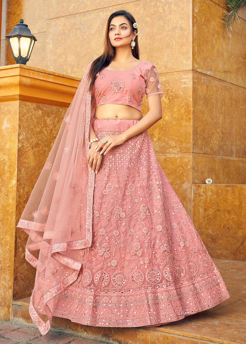 Buy Now Flamingo Pink Fancy Fabric Wedding Lehenga Choli Online in USA, UK, Canada & Worldwide at Empress Clothing. 