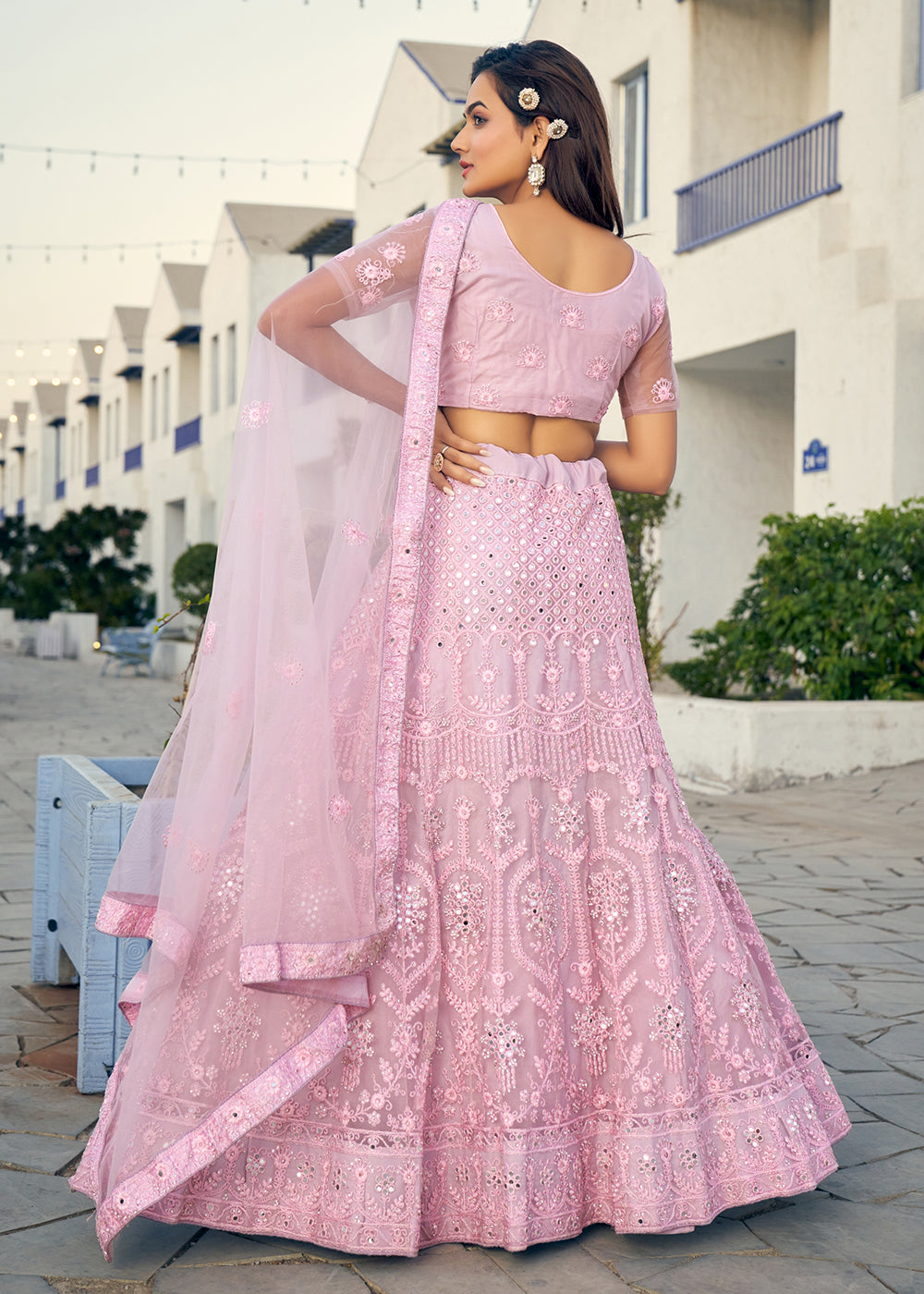 Buy Wedding Lehenga Choli Lavender Pink Fancy Fabric Lehenga