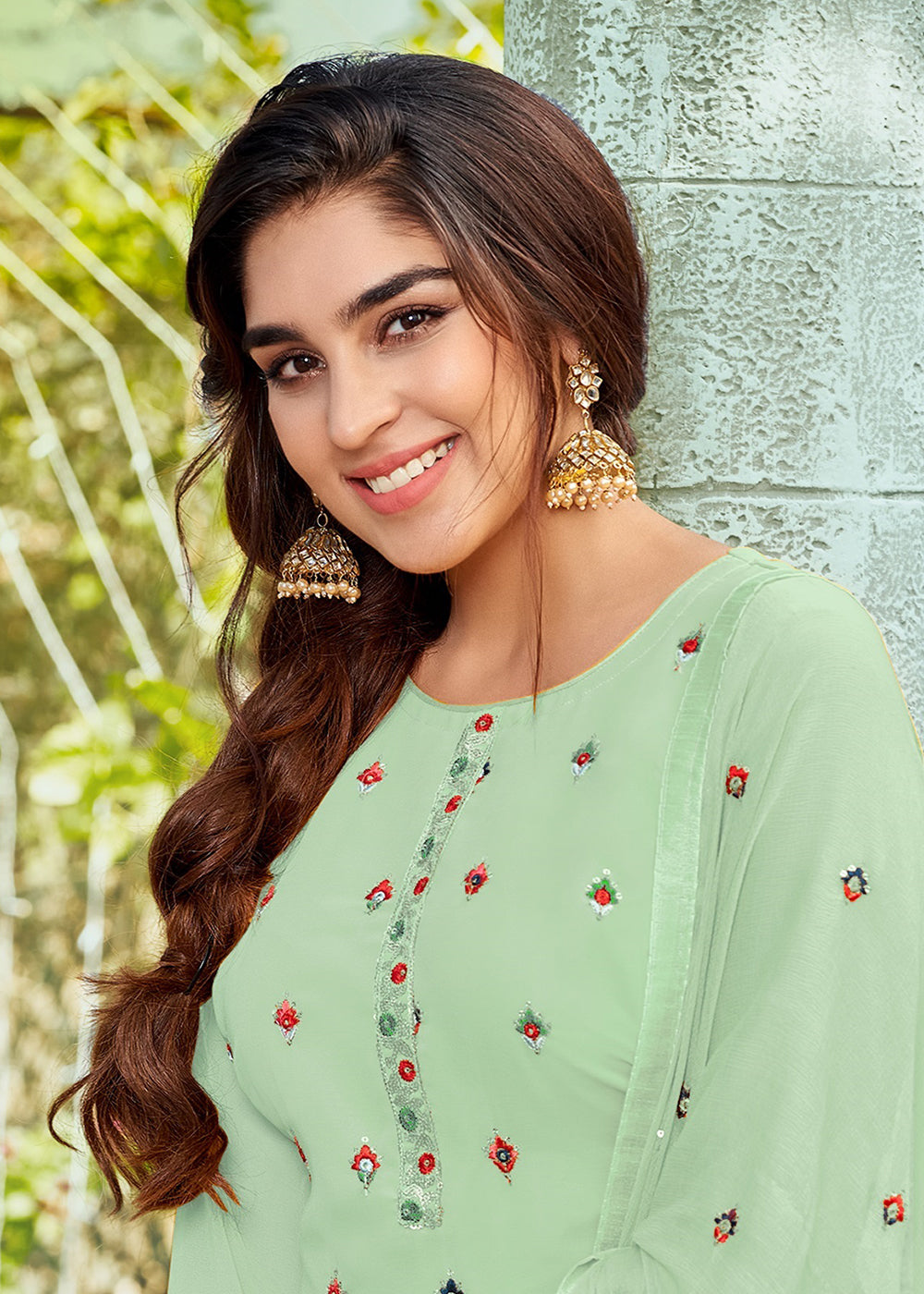 Buy Now Riveting Sea Green Punjabi Style Embroidered Georgette Patiala Suit Online in USA, UK, Canada, Germany, Australia & Worldwide at Empress Clothing.