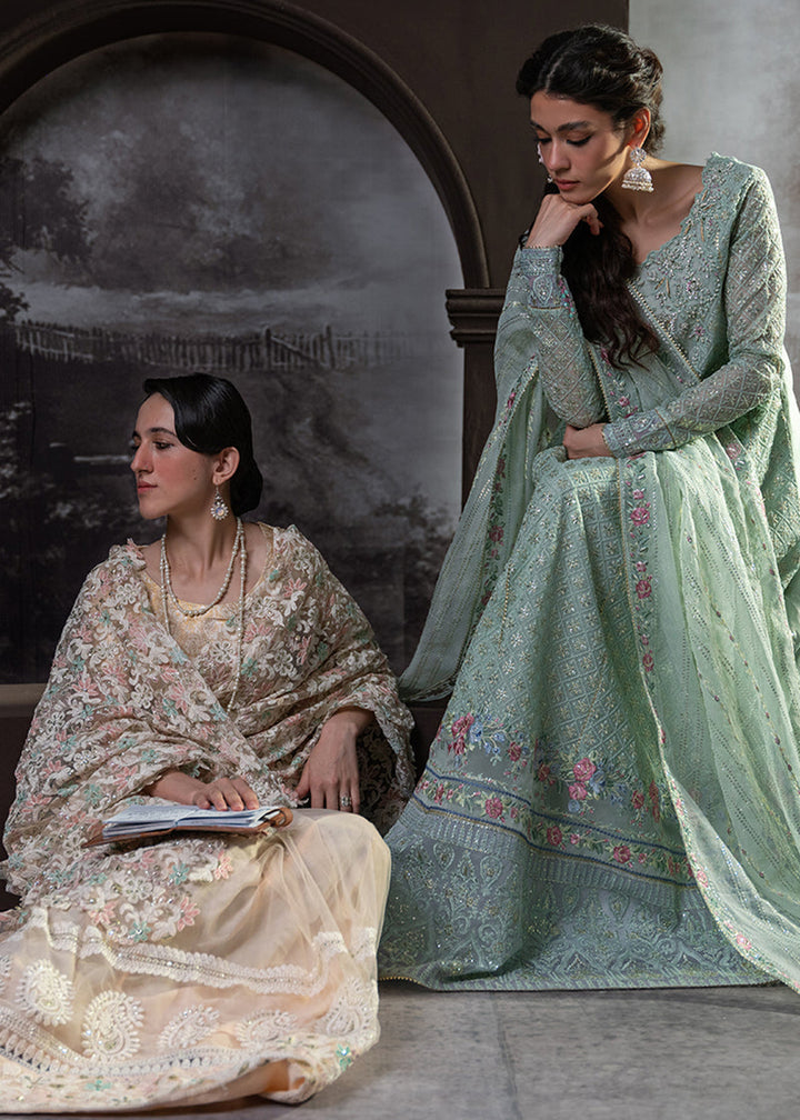 Buy Now Green Organza Net Pakistani Suit | Mushq | Qala Kamdaani | Haniya Online in USA, UK, Canada & Worldwide at Empress Clothing.