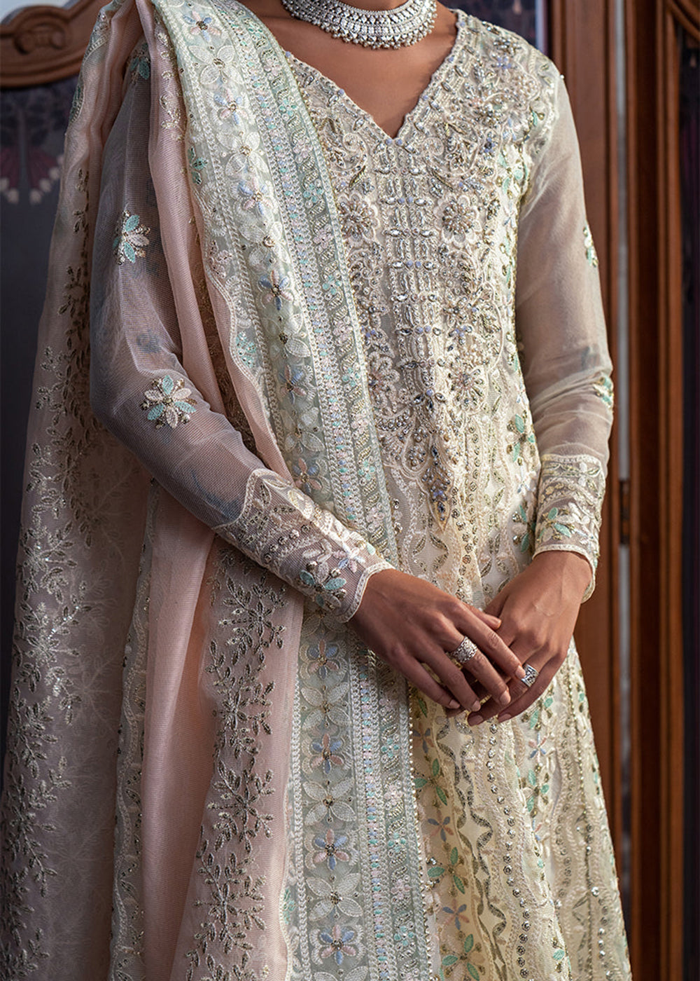 Buy Now White Organza Net Pakistani Suit | Mushq | Qala Kamdaani | Aaila Online in USA, UK, Canada & Worldwide at Empress Clothing.