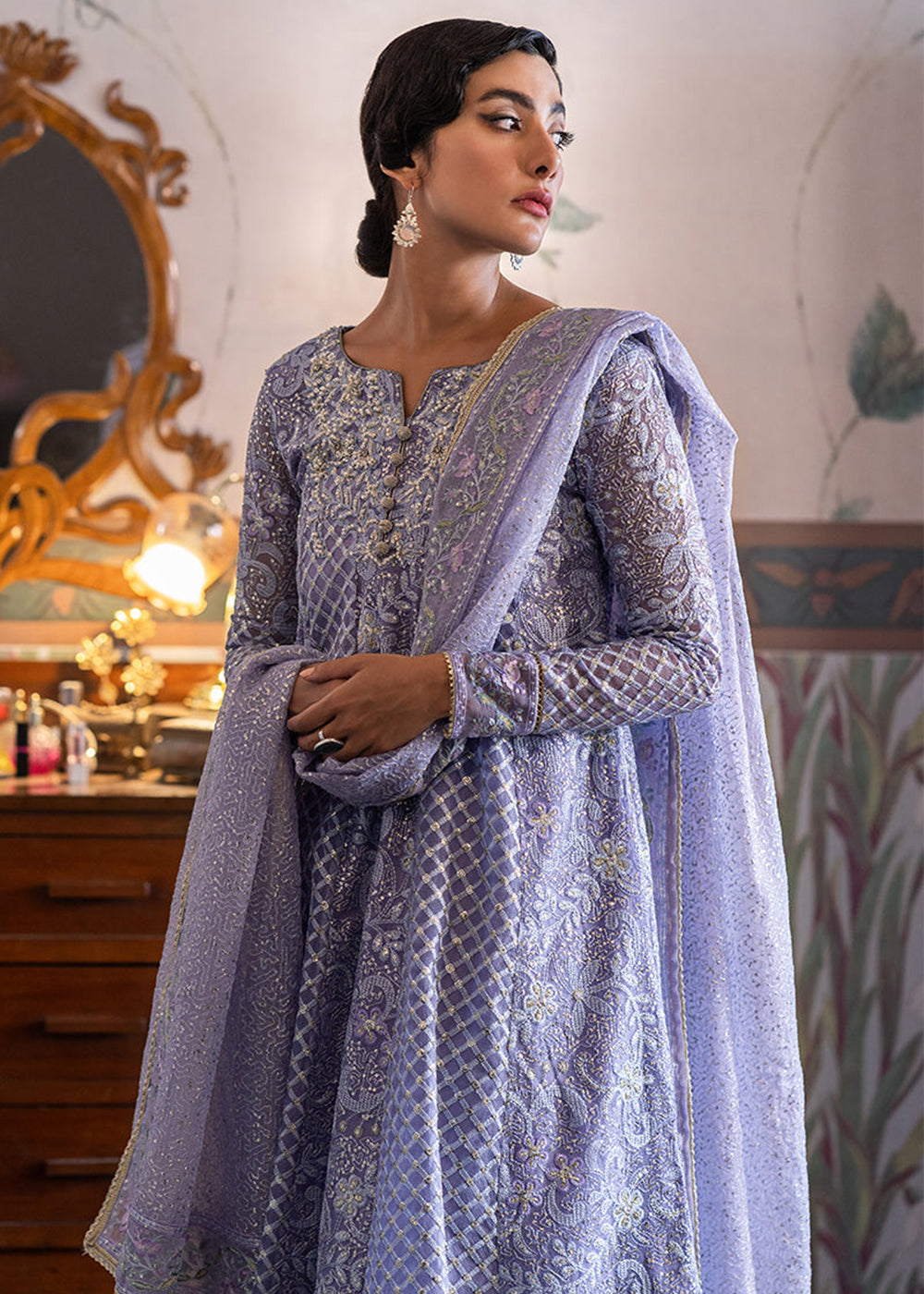 Buy Now Lavender Organza Net Pakistani Suit | Mushq | Qala Kamdaani | Neha Online in USA, UK, Canada & Worldwide at Empress Clothing.