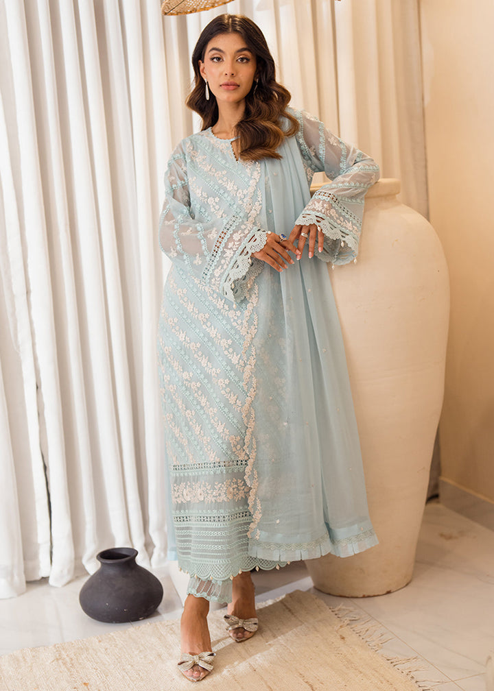 Buy Now 3 Pcs Embroidered Luxury Chiffon Formals '24 by Azure | Mint Glaze Online at Empress Online in USA, UK, Canada & Worldwide at Empress Clothing