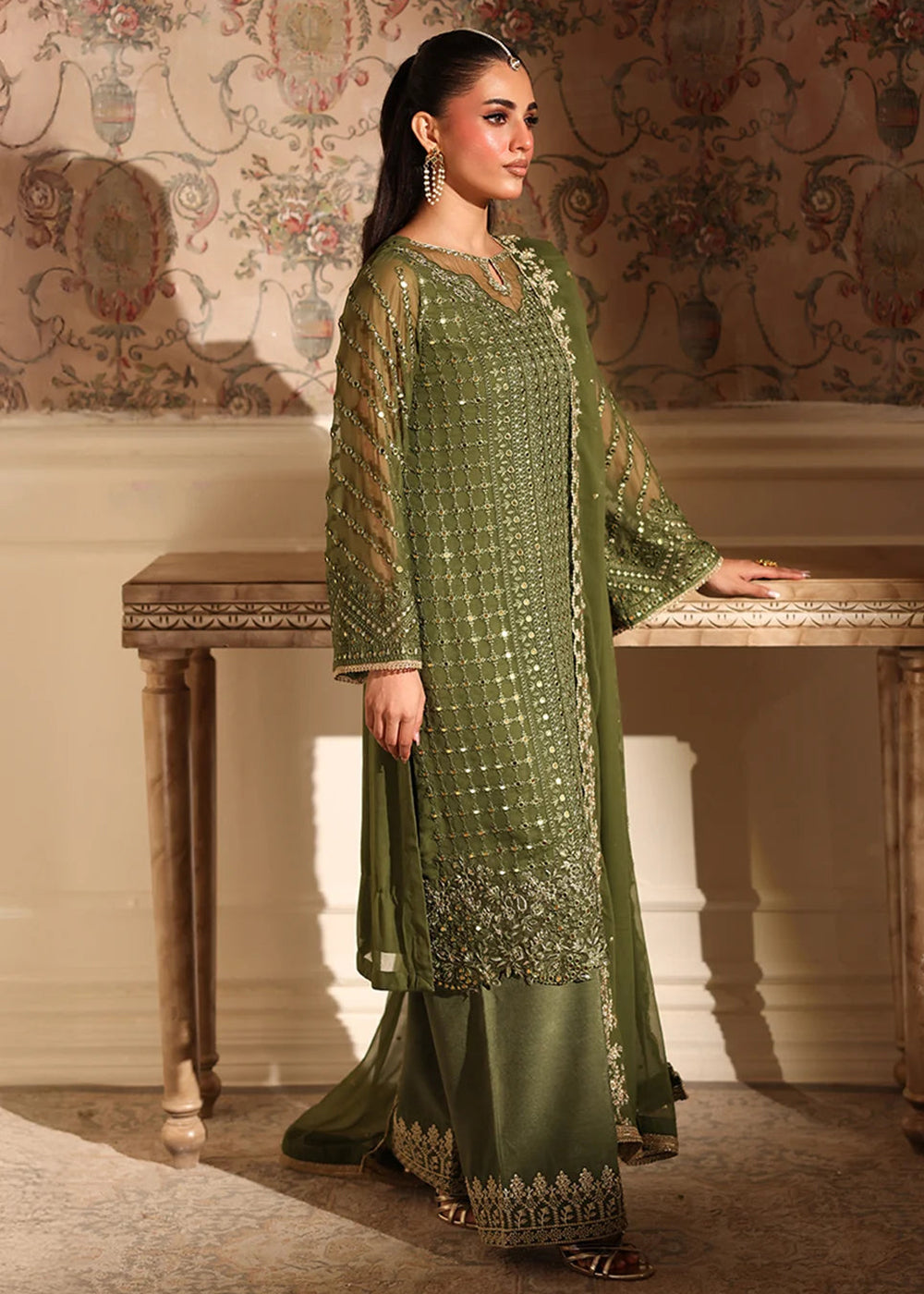 Buy Now Ensembles Party Wear '25 by Azure | Moss Glow Online in USA, UK, Canada, France, Italy, Germany, Greece, Sweden, Africa, UAE & Worldwide at Empress.