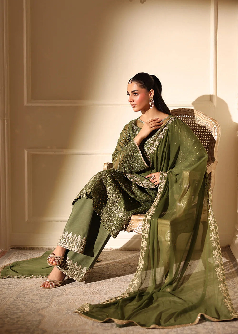 Buy Now Ensembles Party Wear '25 by Azure | Moss Glow Online in USA, UK, Canada, France, Italy, Germany, Greece, Sweden, Africa, UAE & Worldwide at Empress.