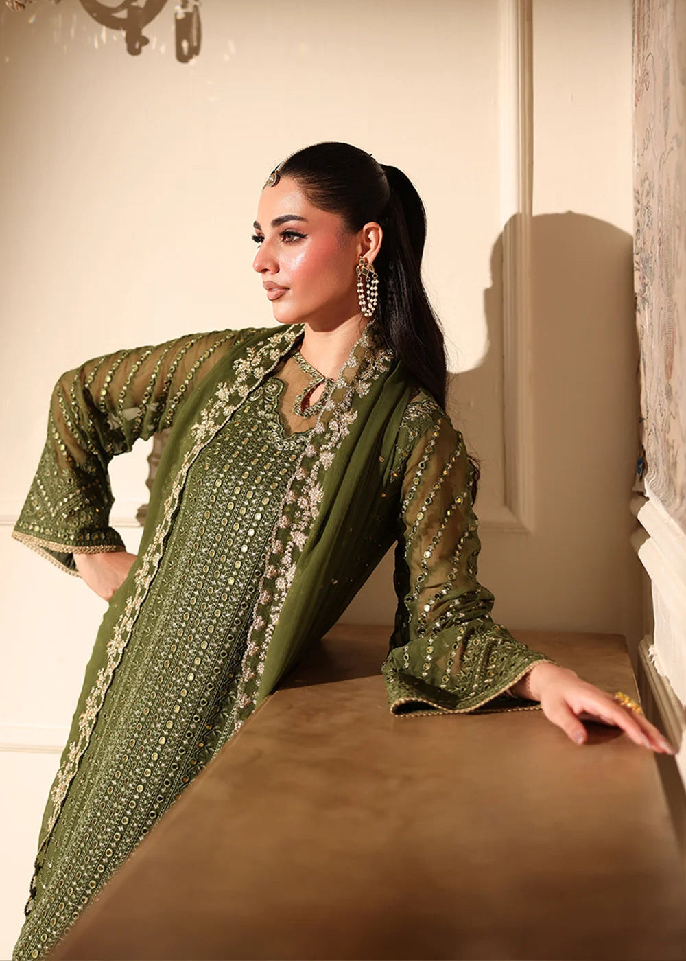 Buy Now Ensembles Party Wear '25 by Azure | Moss Glow Online in USA, UK, Canada, France, Italy, Germany, Greece, Sweden, Africa, UAE & Worldwide at Empress.