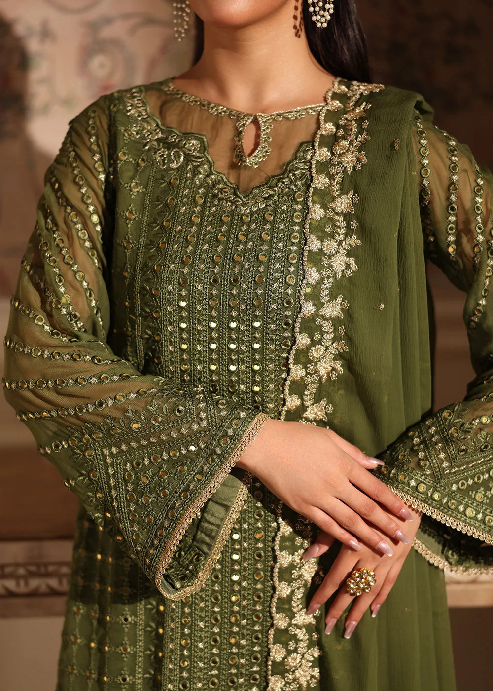 Buy Now Ensembles Party Wear '25 by Azure | Moss Glow Online in USA, UK, Canada, France, Italy, Germany, Greece, Sweden, Africa, UAE & Worldwide at Empress.