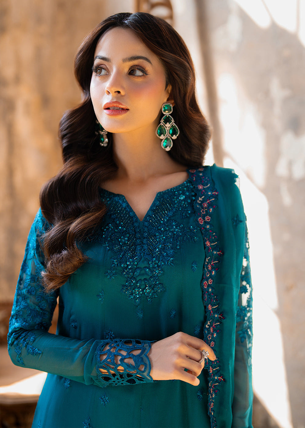 Buy Now Ensembles Embroidered Formals '25 by Azure | Mystic Teal Online in USA, UK, Canada & Worldwide at Empress Clothing.