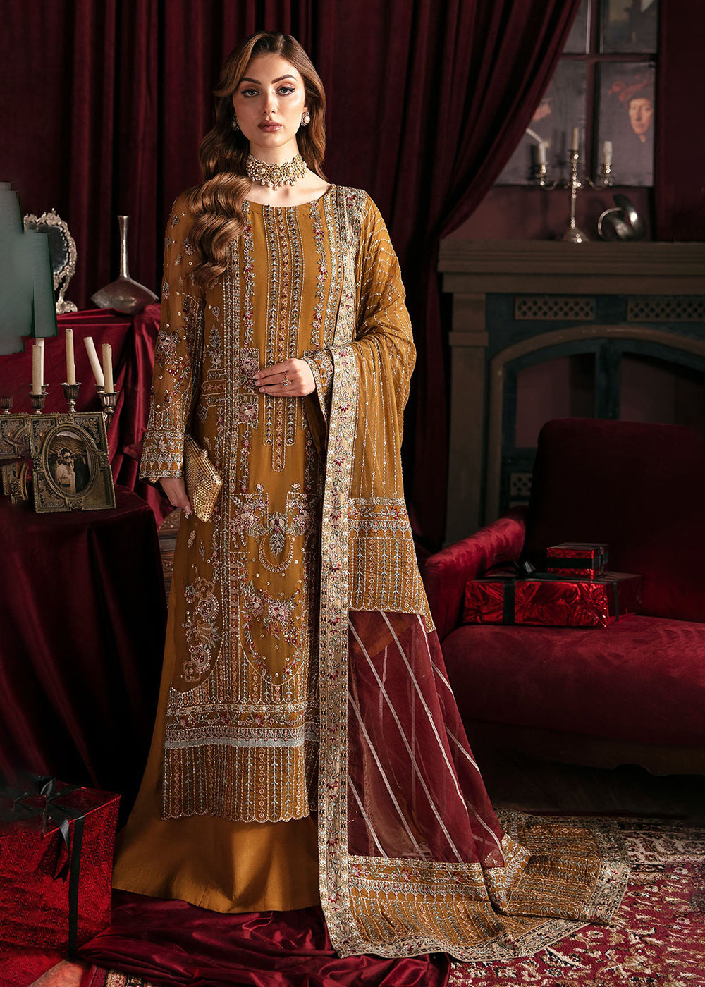 Buy Now Elanora Embroidered Formals' 24 by Nureh | Crimson Online at Empress Online in USA, UK, Canada & Worldwide at Empress Clothing.