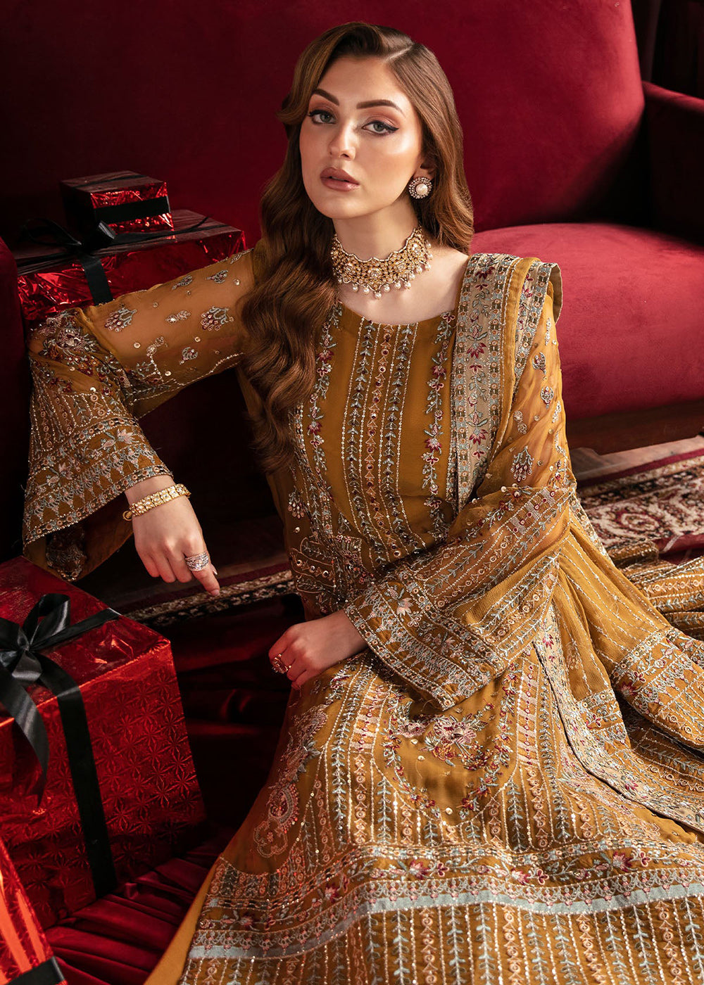 Buy Now Elanora Embroidered Formals' 24 by Nureh | Crimson Online at Empress Online in USA, UK, Canada & Worldwide at Empress Clothing.