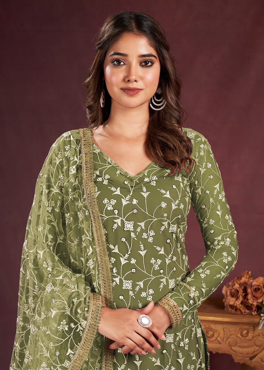Buy Now Green Butterfly Net Embroidered Festive Salwar Suit Online in USA, UK, Canada, Germany, Australia & Worldwide at Empress Clothing.