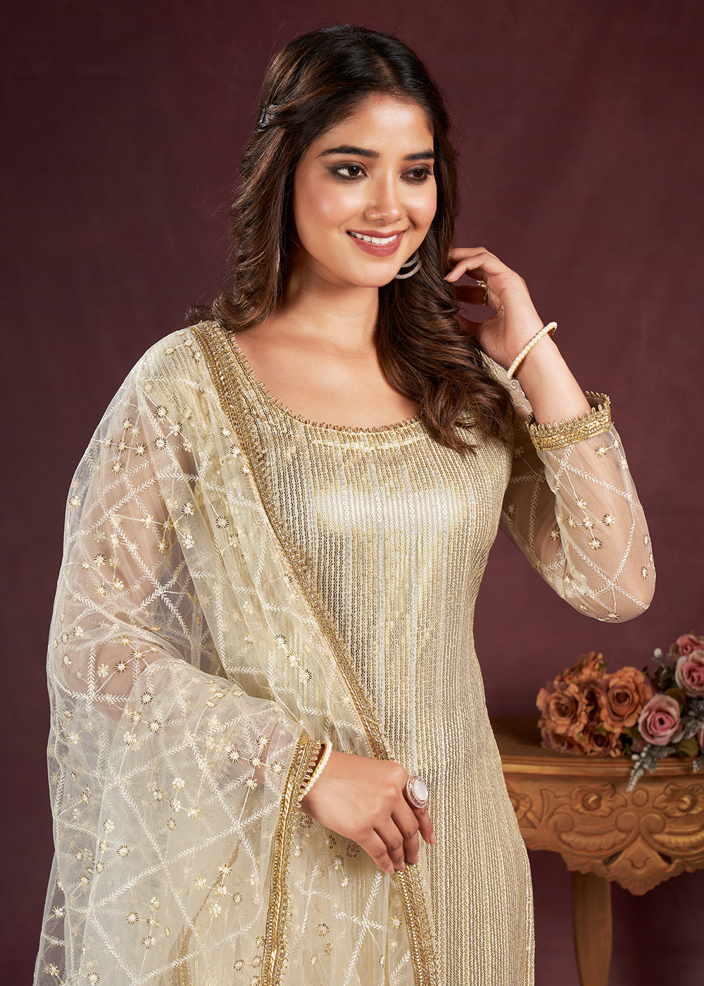 Buy Now White Butterfly Net Embroidered Festive Salwar Suit Online in USA, UK, Canada, Germany, Australia & Worldwide at Empress Clothing. 