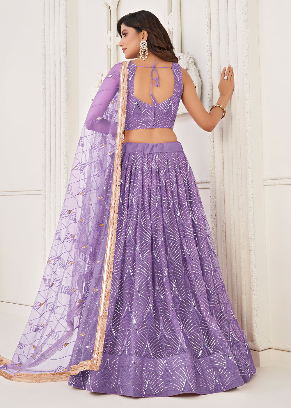 Buy Now Embroidered Net Lavender Sangeet & Mehndi Wedding Lehenga Choli Online in USA, UK, Canada & Worldwide at Empress Clothing. 