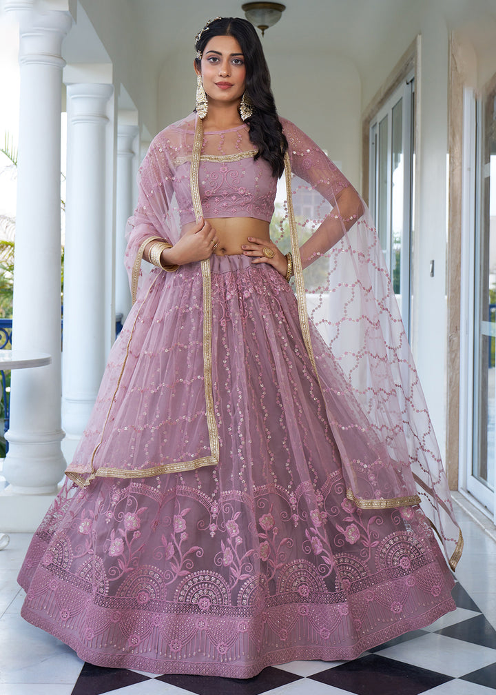 Buy Now Dusty Pink Designer Embroidered Wedding Lehenga Choli Online in USA, UK, Canada & Worldwide at Empress Clothing. 