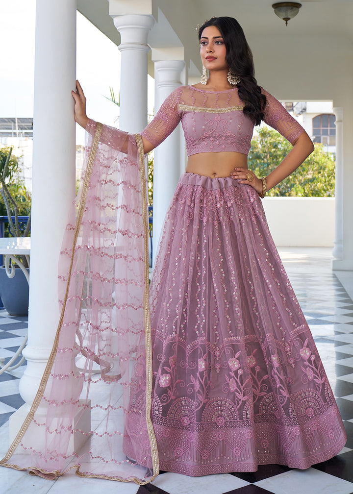 Buy Now Dusty Pink Designer Embroidered Wedding Lehenga Choli Online in USA, UK, Canada & Worldwide at Empress Clothing. 
