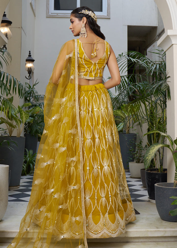 Buy Now Mustard Designer Embroidered Wedding Lehenga Choli Online in USA, UK, Canada & Worldwide at Empress Clothing. 