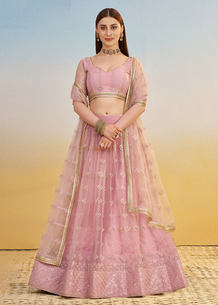 Buy Now Designer Pink Embroidered Wedding Party Lehenga Choli Online in USA, UK, Canada, France, Italy, Germany, Australia, UAE & Worldwide at Empress Clothing.