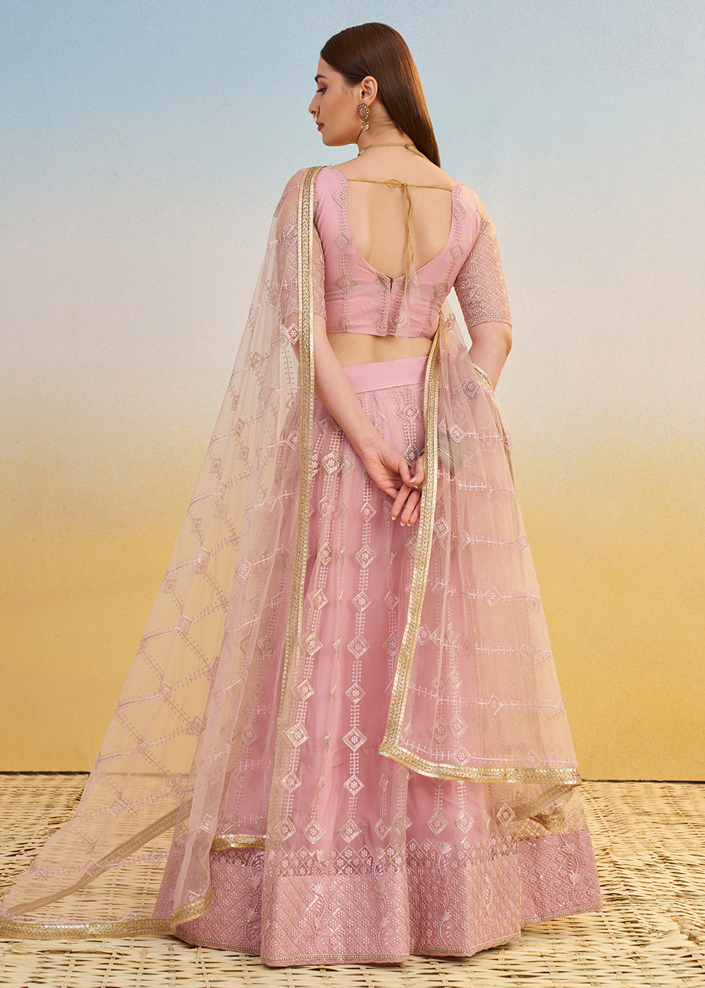 Buy Now Designer Pink Embroidered Wedding Party Lehenga Choli Online in USA, UK, Canada, France, Italy, Germany, Australia, UAE & Worldwide at Empress Clothing.
