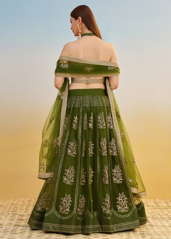 Buy Now Designer Green Embroidered Wedding Party Lehenga Choli Online in US, UK, Canada, France, Italy, Germany, Australia, UAE & Worldwide at Empress Clothing.
