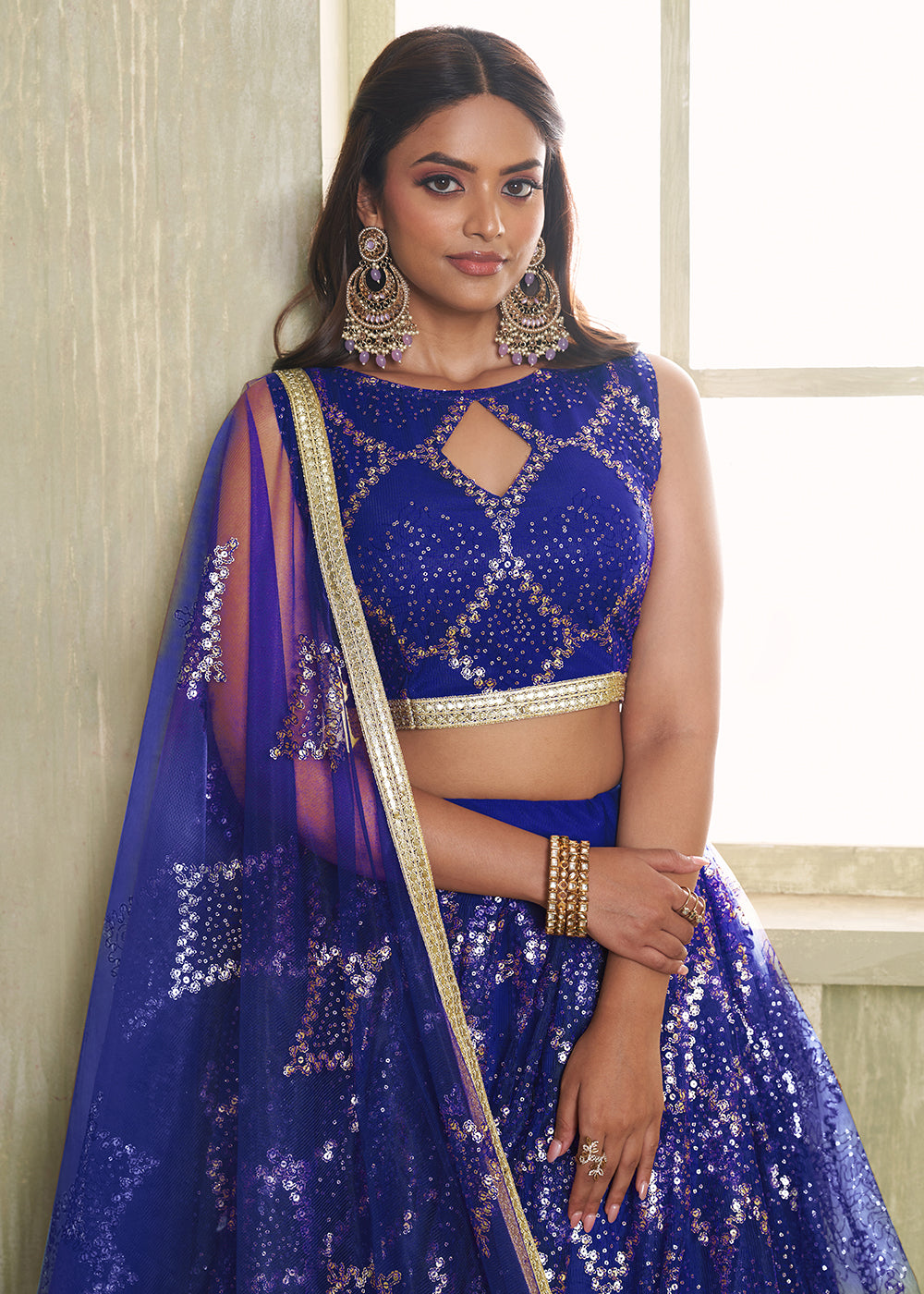 Buy Now Enchanting Blue Net Wedding Festive Lehenga Choli Online in USA, UK, Canada, France, Italy & Worldwide at Empress Clothing. Free International Shipping.